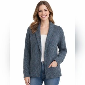 Tabask Alpaca / Wool Cardigan Sweater Blue Purple Knit Soft Women's MEDIUM Peru